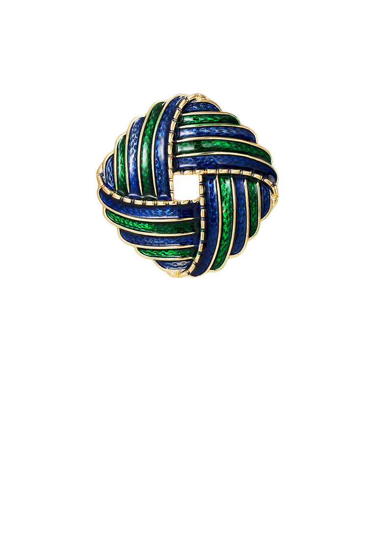 Fashion and Simple Plated Gold Enamel Green Strip Geometric Square Brooch