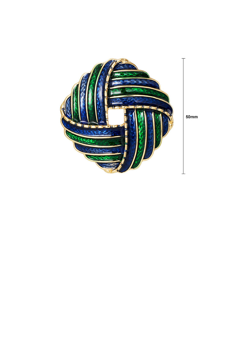 Fashion and Simple Plated Gold Enamel Green Strip Geometric Square Brooch