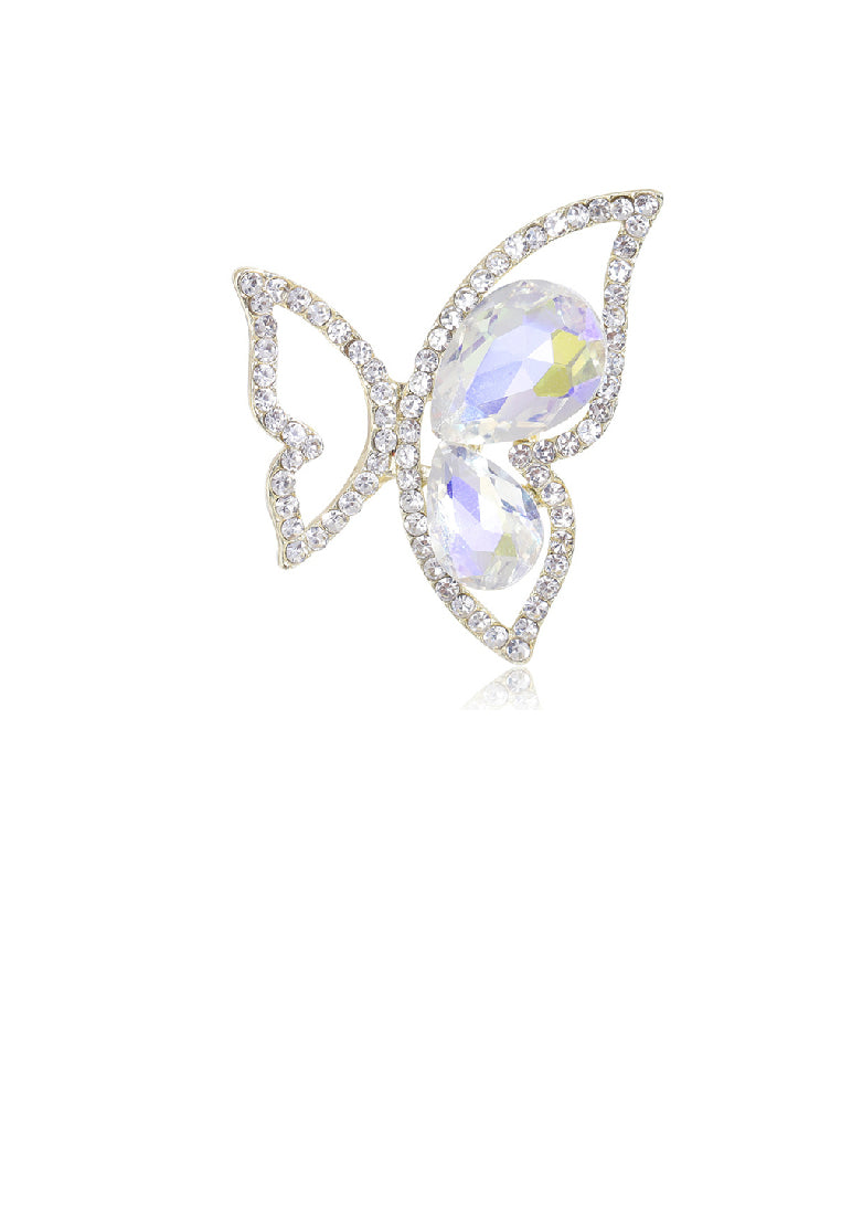 Fashion Temperament Plated Gold Hollow Butterfly Brooch with Cubic Zirconia - Luxurious Look