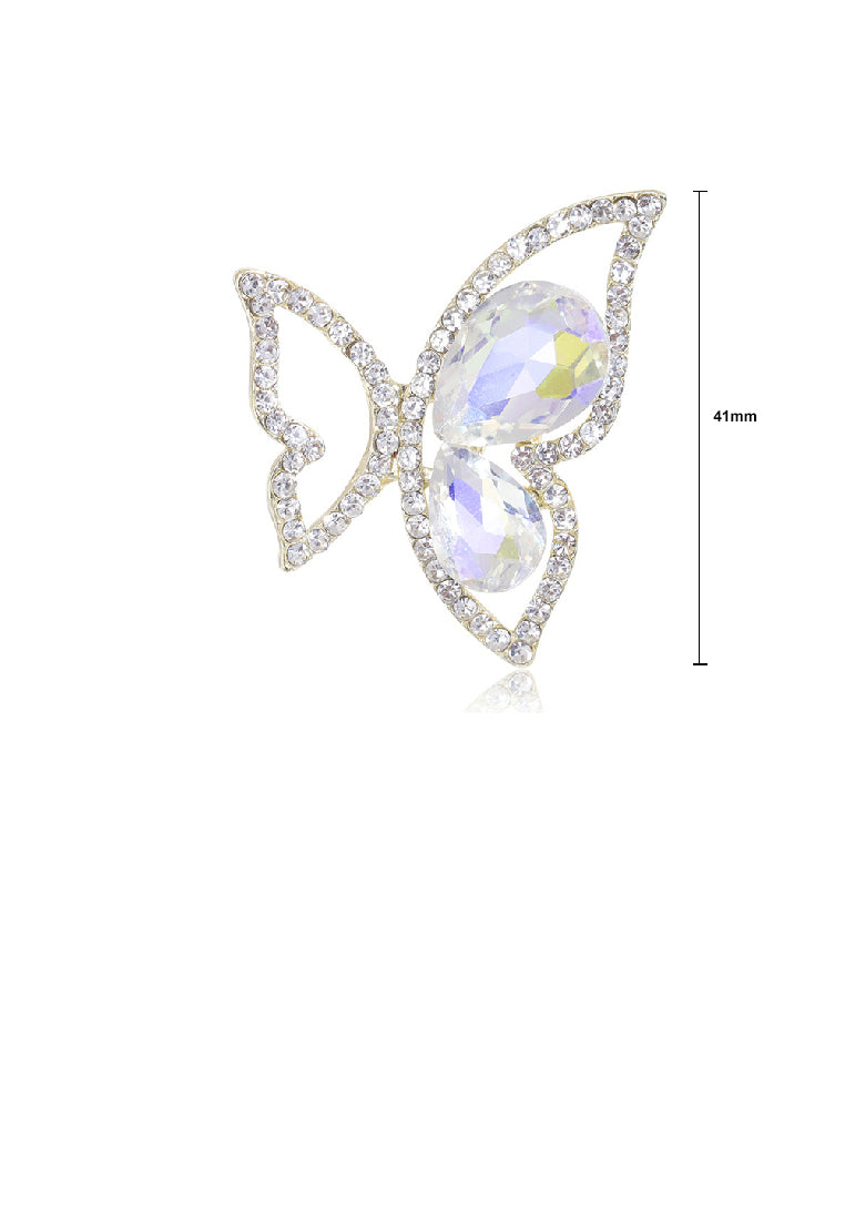 Fashion Temperament Plated Gold Hollow Butterfly Brooch with Cubic Zirconia - Luxurious Look