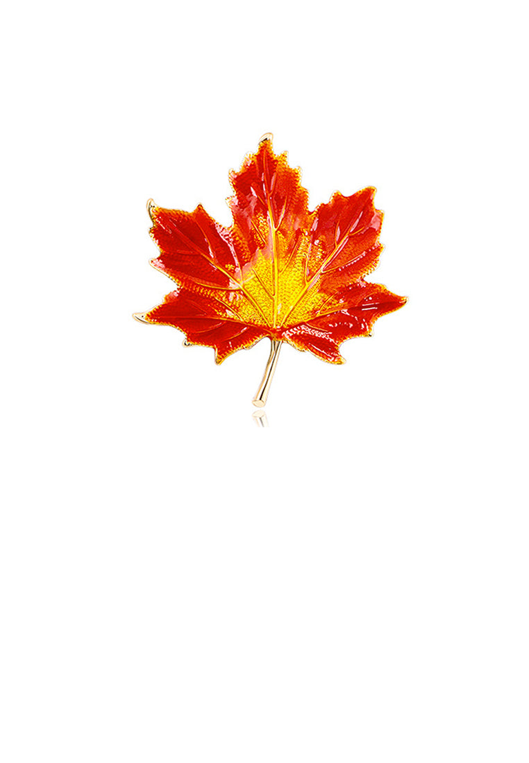 Fashion and Temperament Plated Gold Enamel Red Maple Leaf Brooch - Vibrant Color