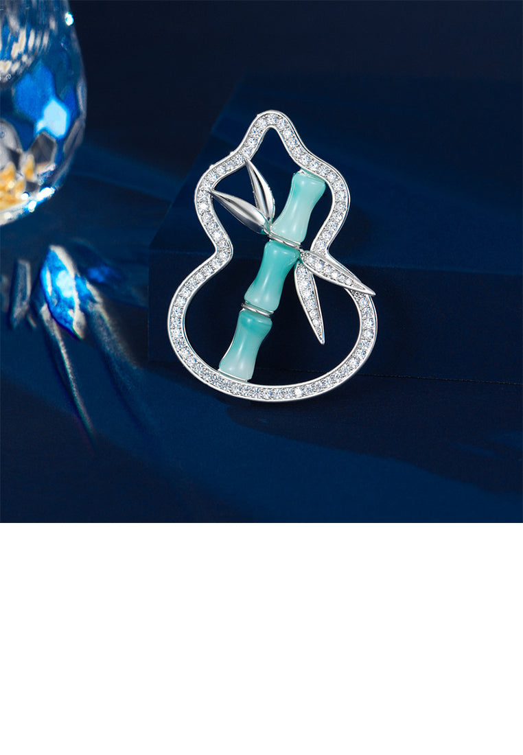 Fashion Vintage Bamboo Hollow Gourd Brooch with Cubic Zirconia - Luxurious Look