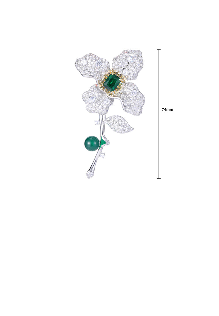 Fashion Brilliant Flower Brooch with Cubic Zirconia - Luxurious Look