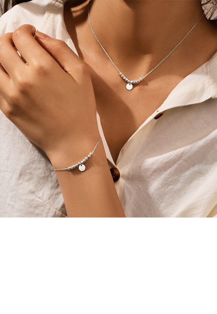 925 Sterling Silver Simple and Fashion Geometric Round Bead Bracelet