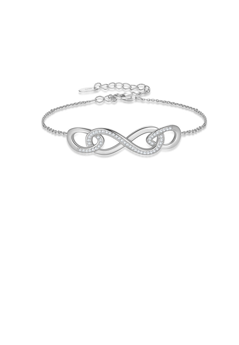 925 Sterling Silver Fashion Simple Infinity Symbol Geometric Bracelet with Cubic Zirconia - Luxurious Look