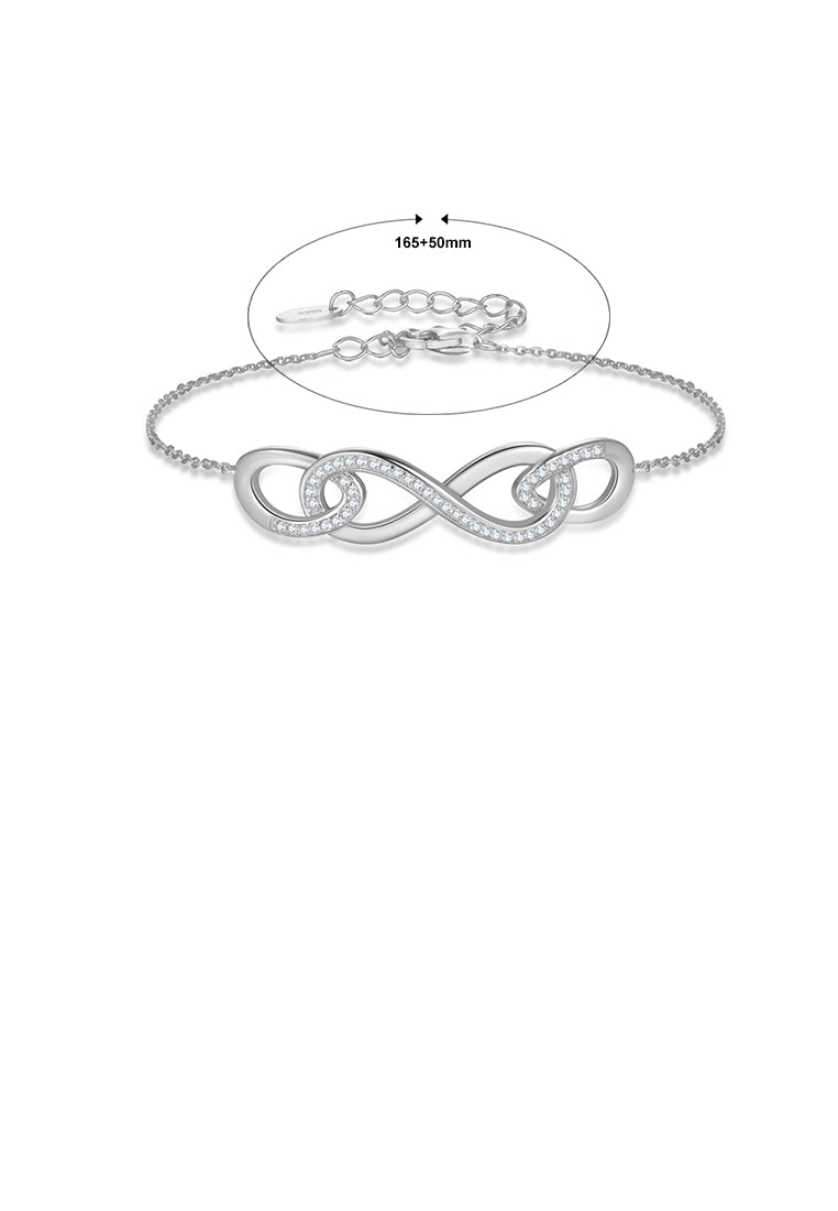 925 Sterling Silver Fashion Simple Infinity Symbol Geometric Bracelet with Cubic Zirconia - Luxurious Look