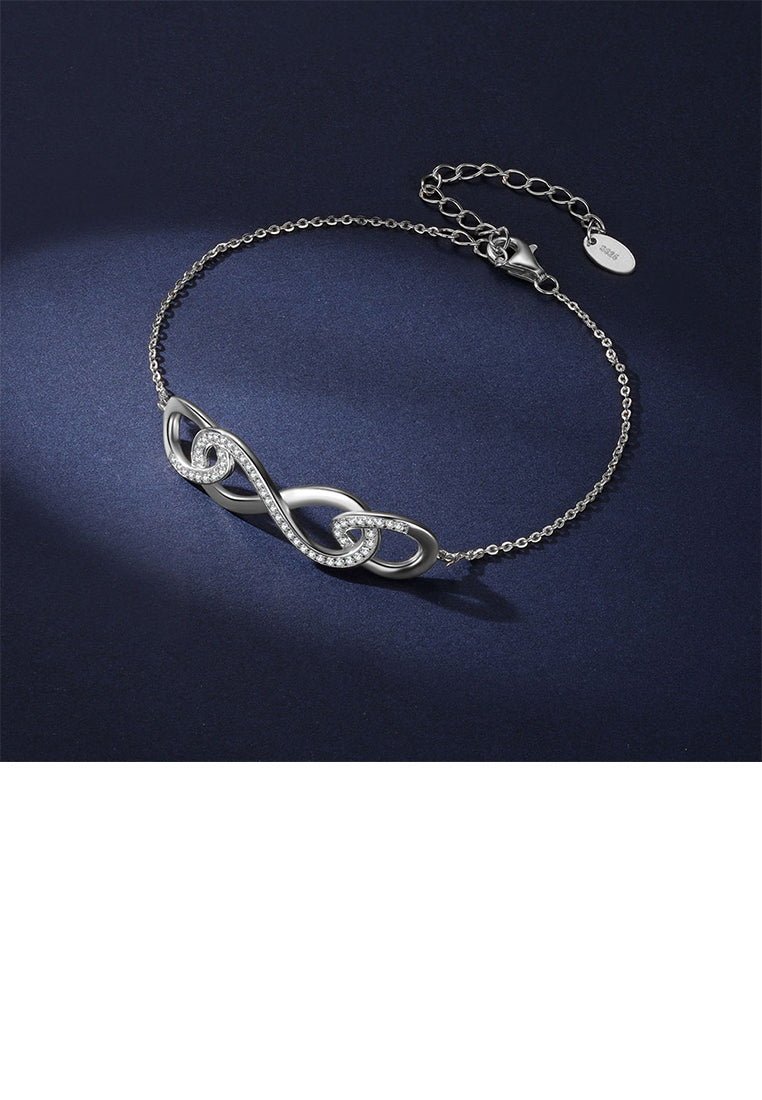 925 Sterling Silver Fashion Simple Infinity Symbol Geometric Bracelet with Cubic Zirconia - Luxurious Look