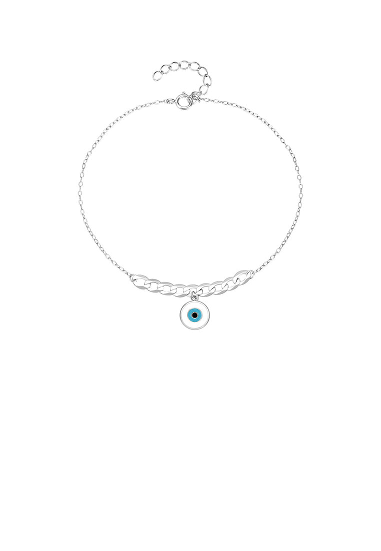 925 Sterling Silver Simple Personalized Enamel Devils Eye Chain Bracelet