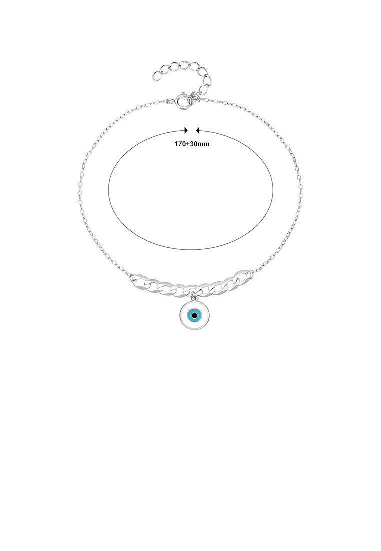 925 Sterling Silver Simple Personalized Enamel Devils Eye Chain Bracelet