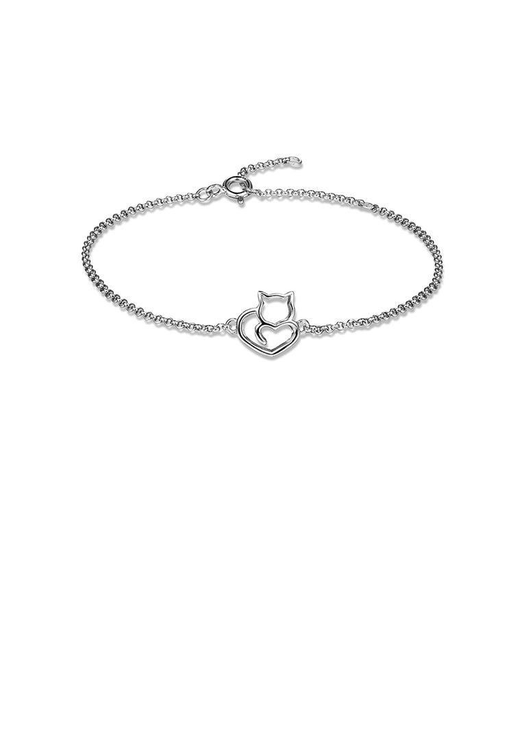925 Sterling Silver Simple Cute Cat Bracelet