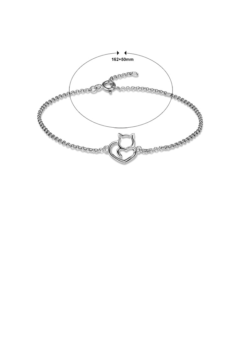 925 Sterling Silver Simple Cute Cat Bracelet