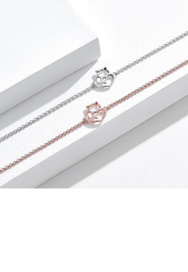 925 Sterling Silver Simple Cute Cat Bracelet