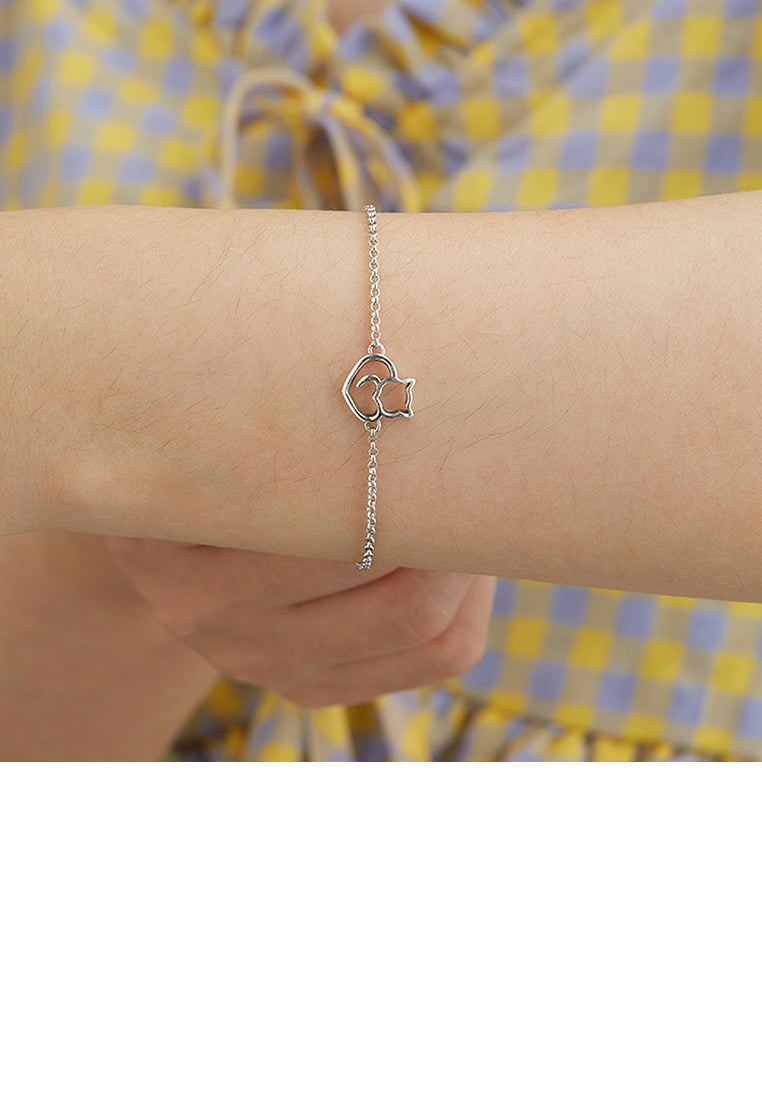 925 Sterling Silver Simple Cute Cat Bracelet
