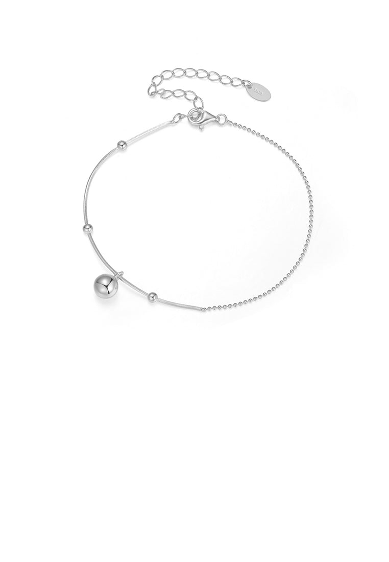 925 Sterling Silver Simple and Fashion Round Bead Geometric Bracelet