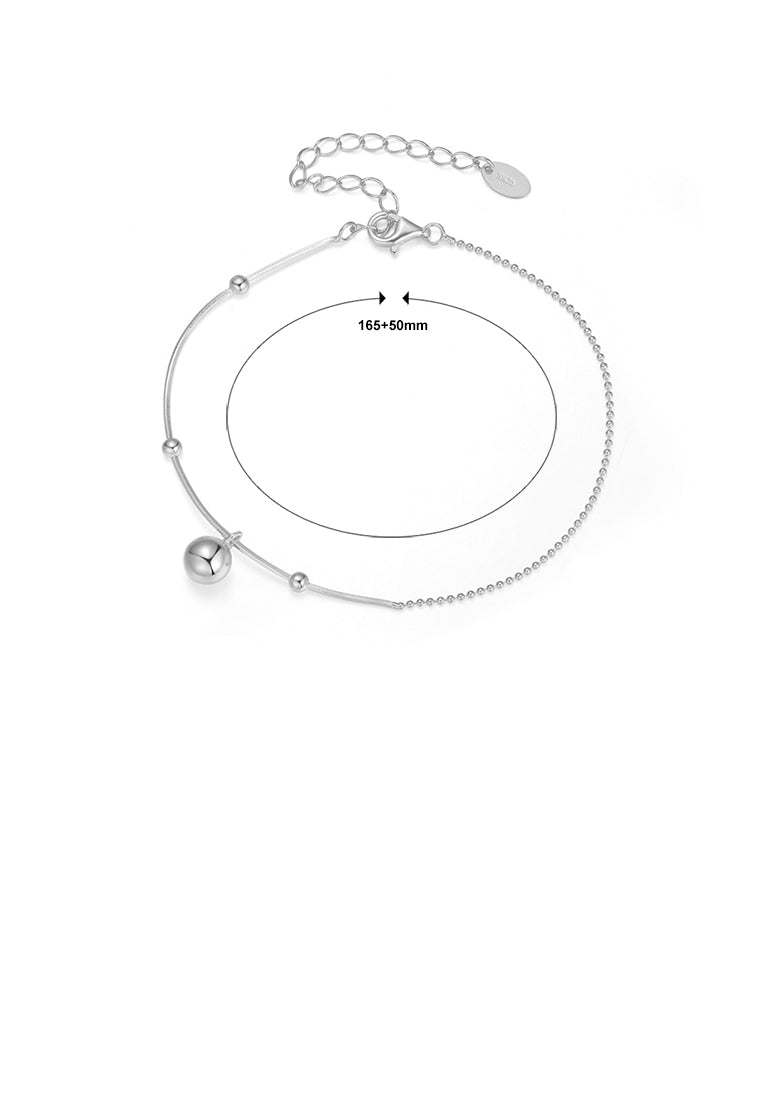 925 Sterling Silver Simple and Fashion Round Bead Geometric Bracelet