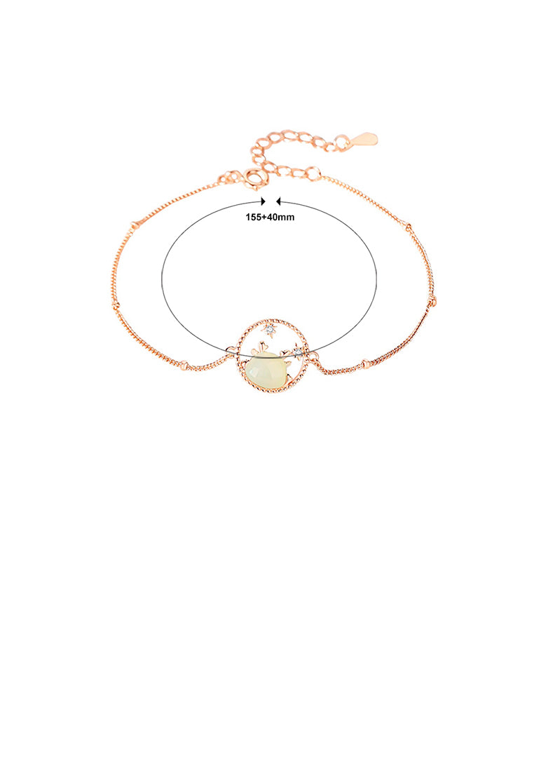 925 Sterling Silver Plated Rose Gold Fashion Creative Chinese Zodiac Dragon Star Bracelet with Cubic Zirconia - Luxurious Look