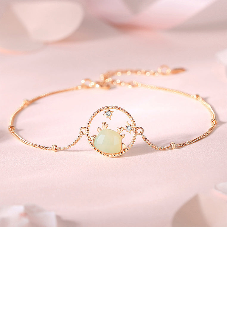 925 Sterling Silver Plated Rose Gold Fashion Creative Chinese Zodiac Dragon Star Bracelet with Cubic Zirconia - Luxurious Look