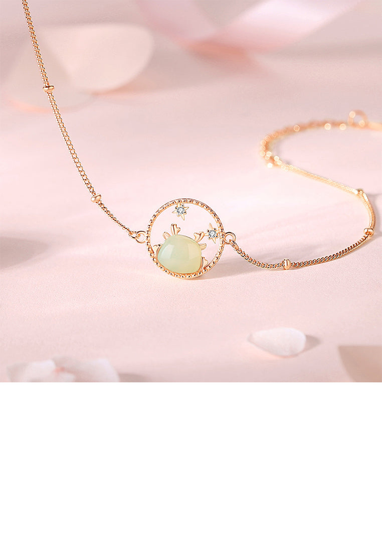 925 Sterling Silver Plated Rose Gold Fashion Creative Chinese Zodiac Dragon Star Bracelet with Cubic Zirconia - Luxurious Look