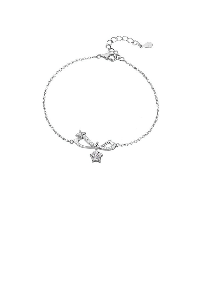 925 Sterling Silver Fashion and Creative Möbius Star Bracelet with Cubic Zirconia - Luxurious Look