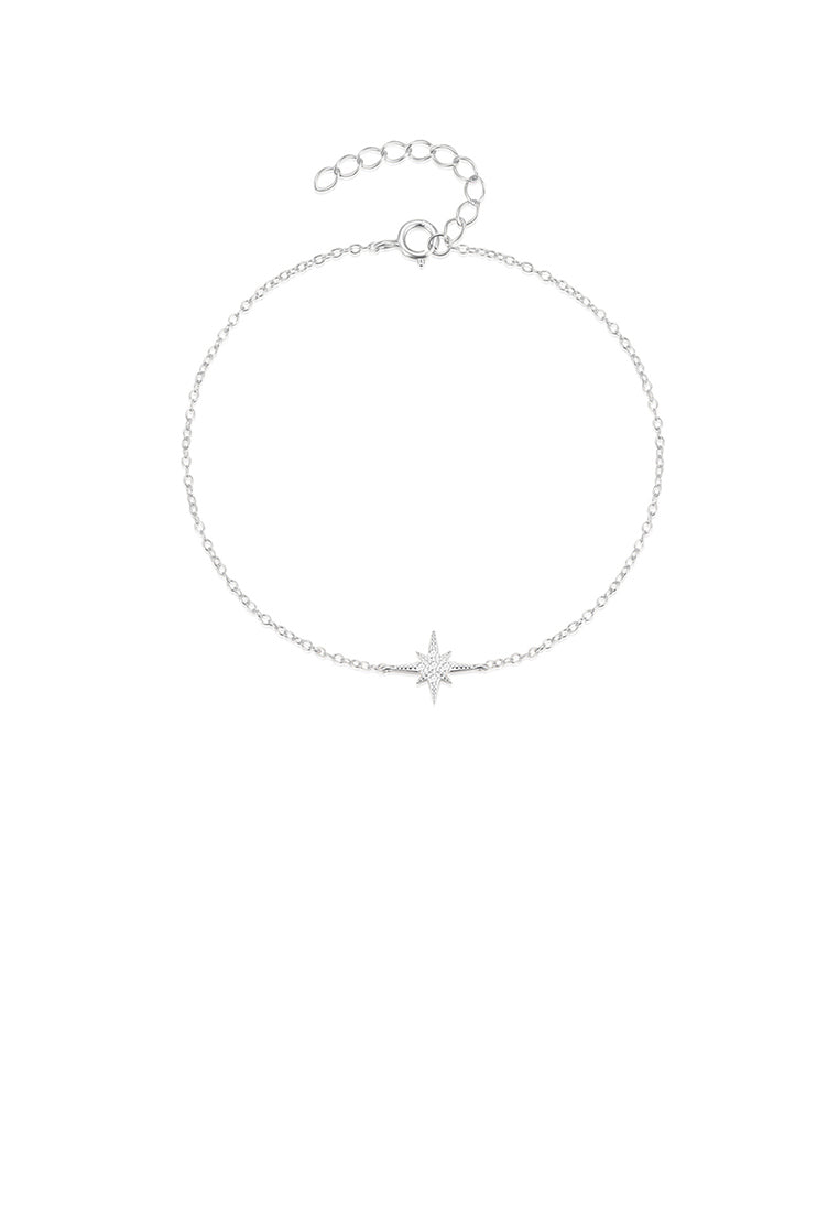 925 Sterling Silver Simple Fashion Star Bracelet with Cubic Zirconia - Luxurious Look