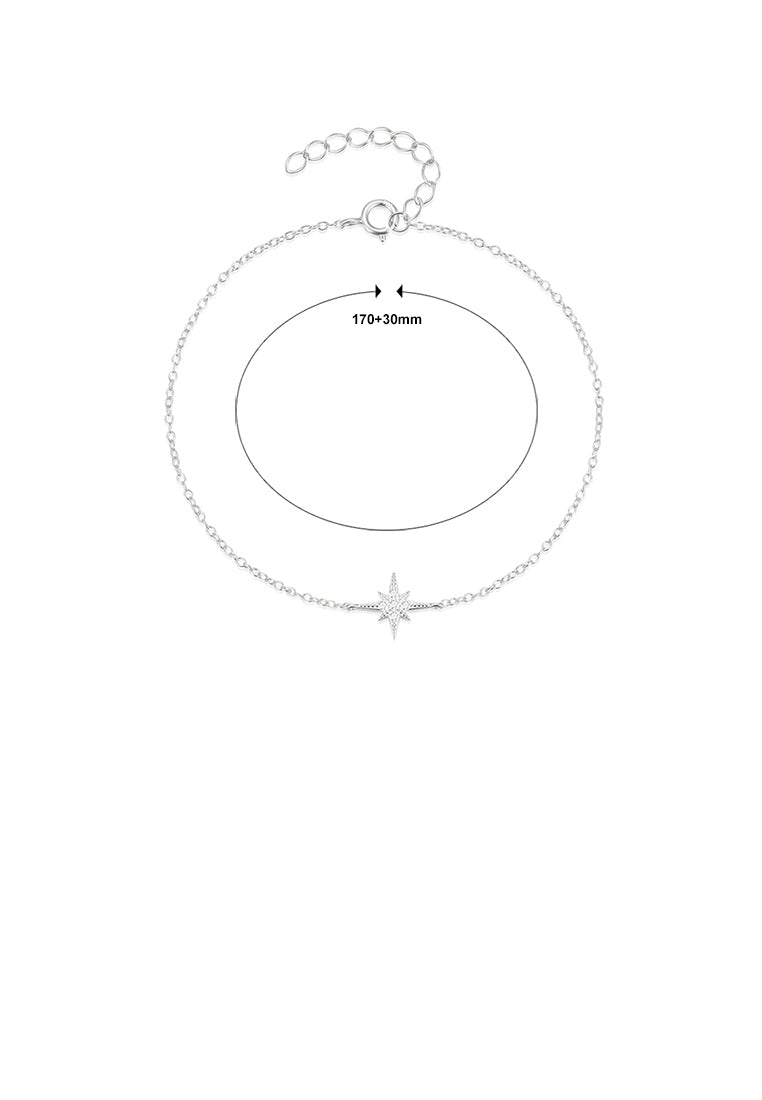 925 Sterling Silver Simple Fashion Star Bracelet with Cubic Zirconia - Luxurious Look