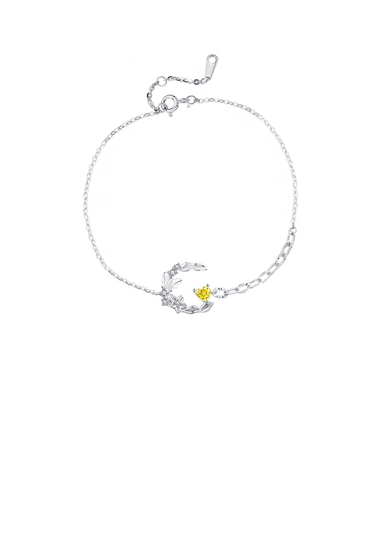 925 Sterling Silver Fashion Elegant Butterfly Flower Bracelet with Cubic Zirconia - Luxurious Look