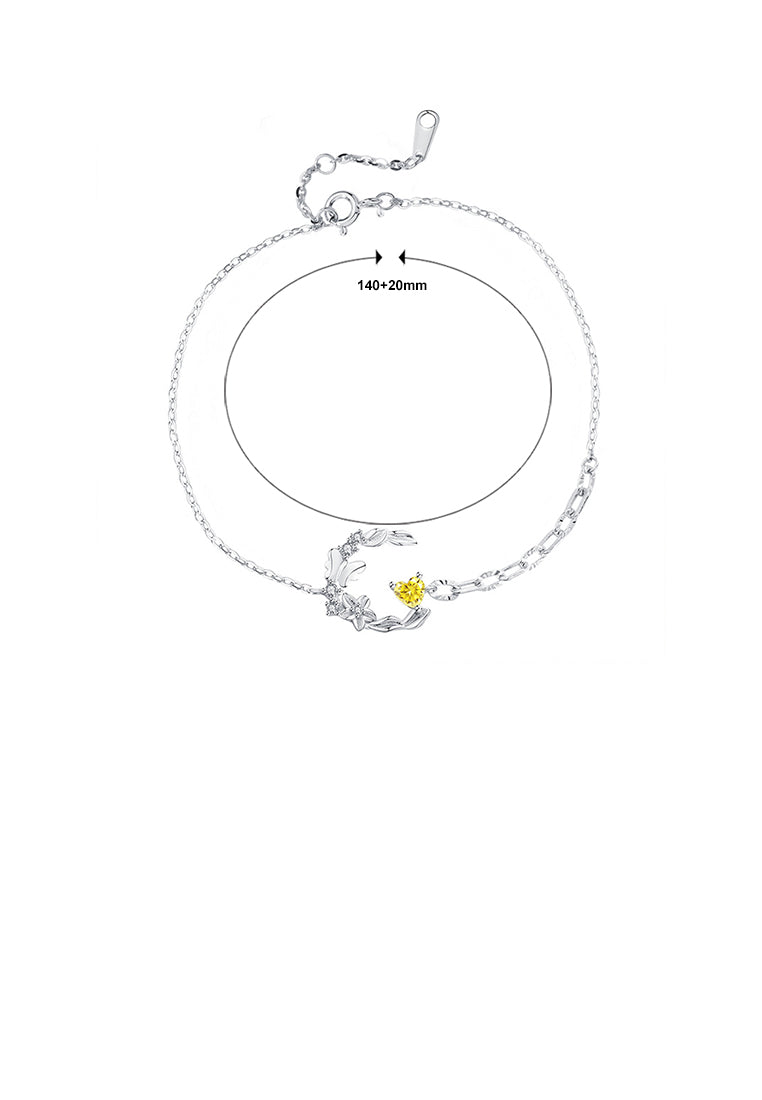 925 Sterling Silver Fashion Elegant Butterfly Flower Bracelet with Cubic Zirconia - Luxurious Look