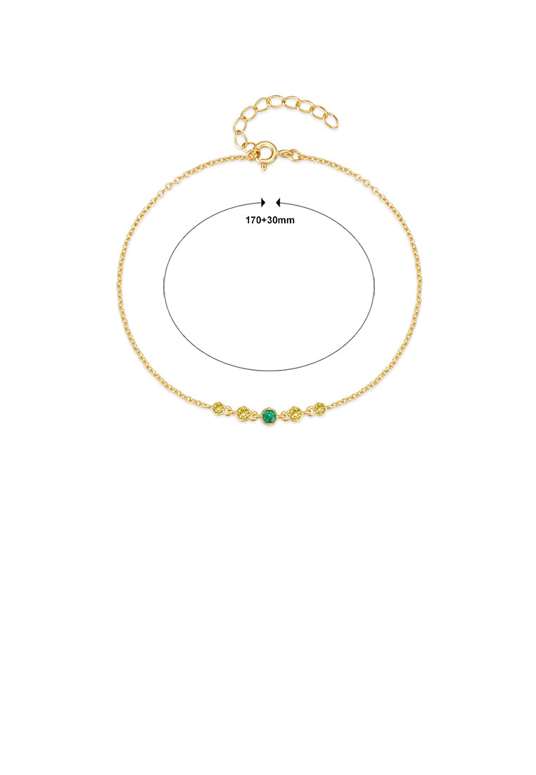 925 Sterling Silver Plated Gold Simple Fashion Geometric Bracelet with Cubic Zirconia - Luxurious Look