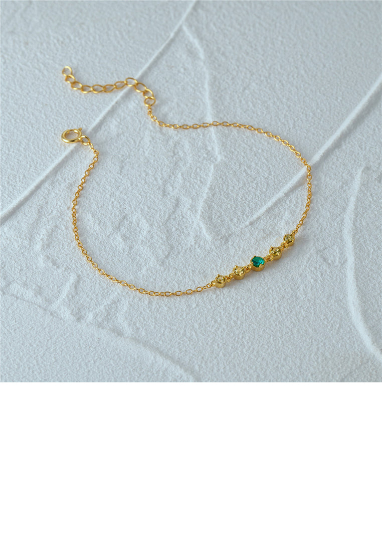 925 Sterling Silver Plated Gold Simple Fashion Geometric Bracelet with Cubic Zirconia - Luxurious Look