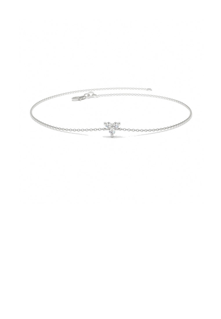 925 Sterling Silver Simple Fashion Floral Bracelet with Cubic Zirconia - Luxurious Look
