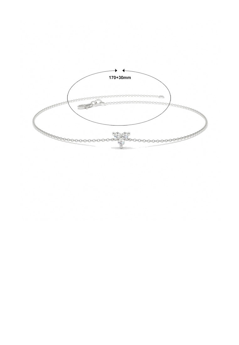 925 Sterling Silver Simple Fashion Floral Bracelet with Cubic Zirconia - Luxurious Look