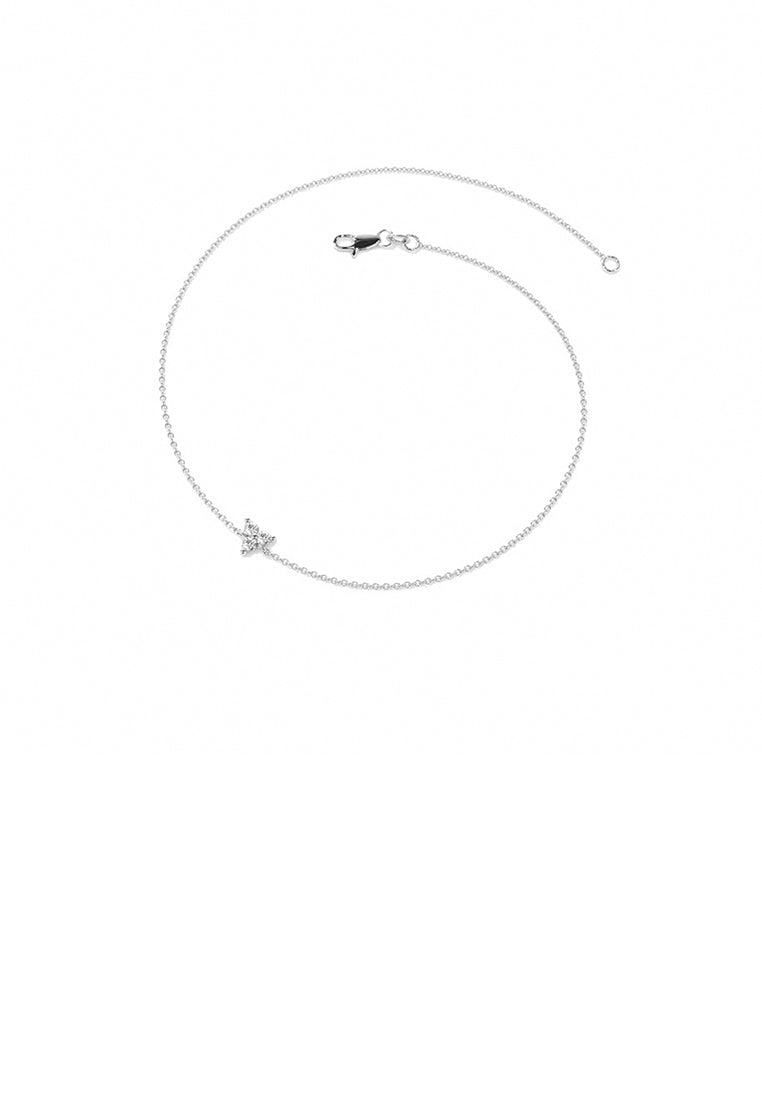 925 Sterling Silver Simple Fashion Floral Bracelet with Cubic Zirconia - Luxurious Look