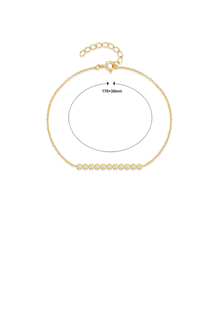 925 Sterling Silver Plated Gold Simple Temperament Single Row Geometric Cubic Zirconia Bracelet - Luxurious Look