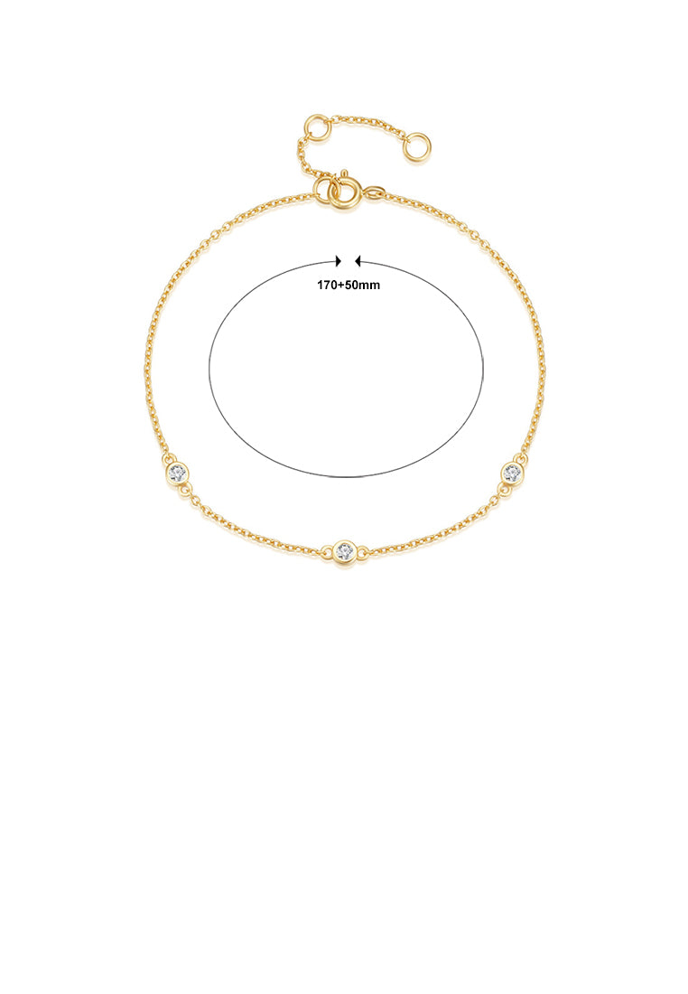 925 Sterling Silver Plated Gold Simple Fashion Geometric Ball Bracelet with Cubic Zirconia - Luxurious Look