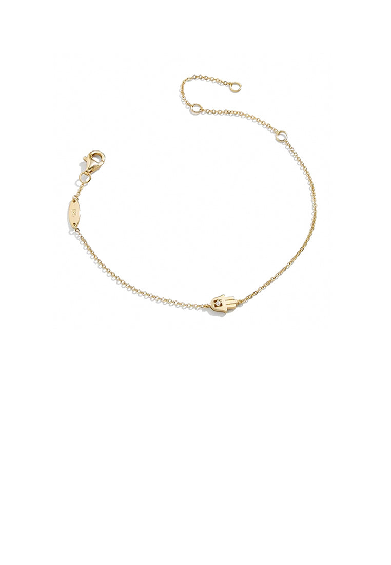 925 Sterling Silver Plated Gold Simple Personalized Devils Palm Bracelet with Cubic Zirconia - Luxurious Look