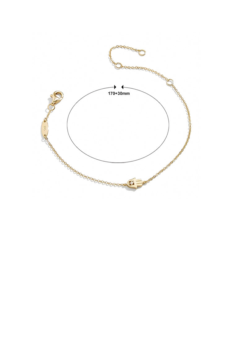 925 Sterling Silver Plated Gold Simple Personalized Devils Palm Bracelet with Cubic Zirconia - Luxurious Look