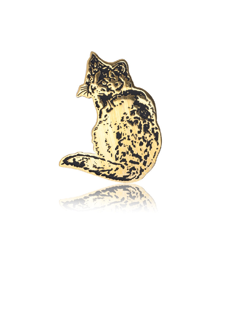 Simple and Cute Plated Gold Cat Brooch