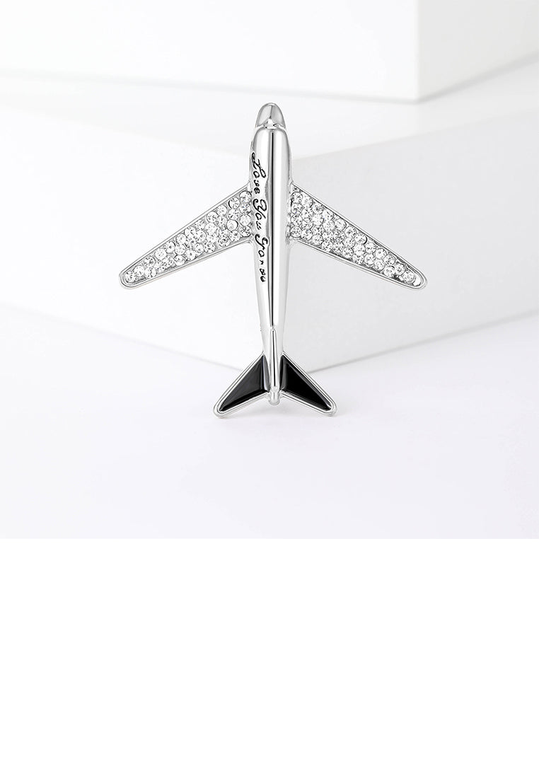 Fashion and Simple Airplane Shaped Brooch with Cubic Zirconia - Luxurious Look