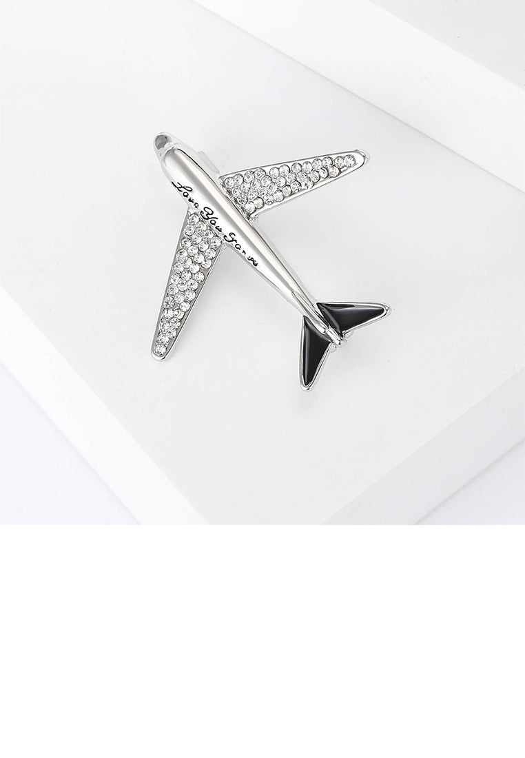 Fashion and Simple Airplane Shaped Brooch with Cubic Zirconia - Luxurious Look