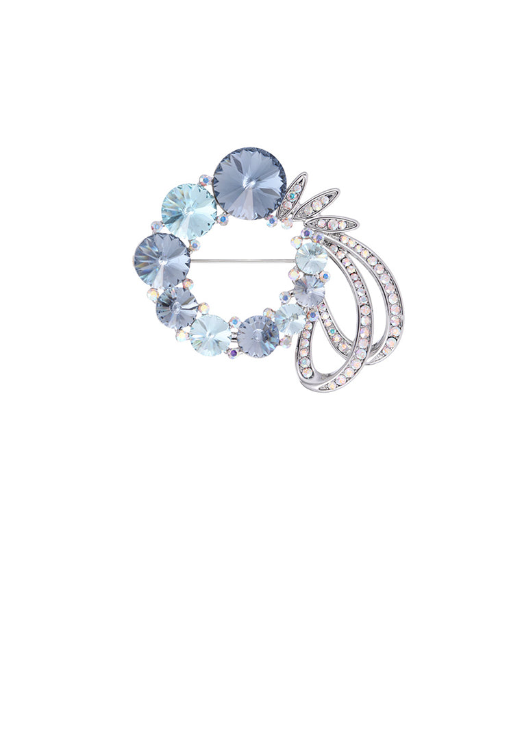 Fashion Temperament Hollow Geometric Ribbon Brooch with Blue Cubic Zirconia - Luxurious Look