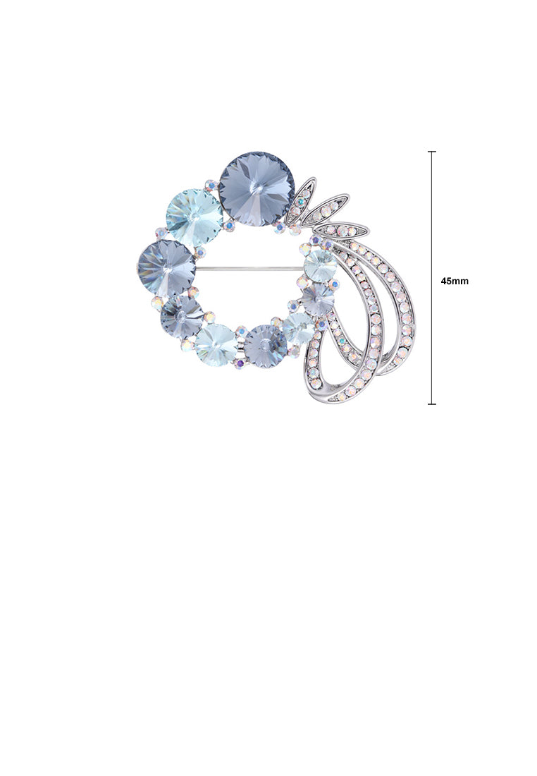 Fashion Temperament Hollow Geometric Ribbon Brooch with Blue Cubic Zirconia - Luxurious Look