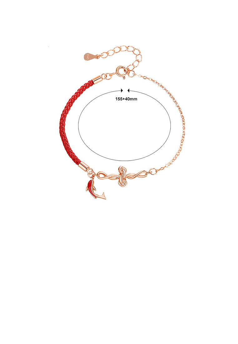 925 Sterling Silver Plated Rose Gold Fashion Simple Koi Chinese Knot Bracelet
