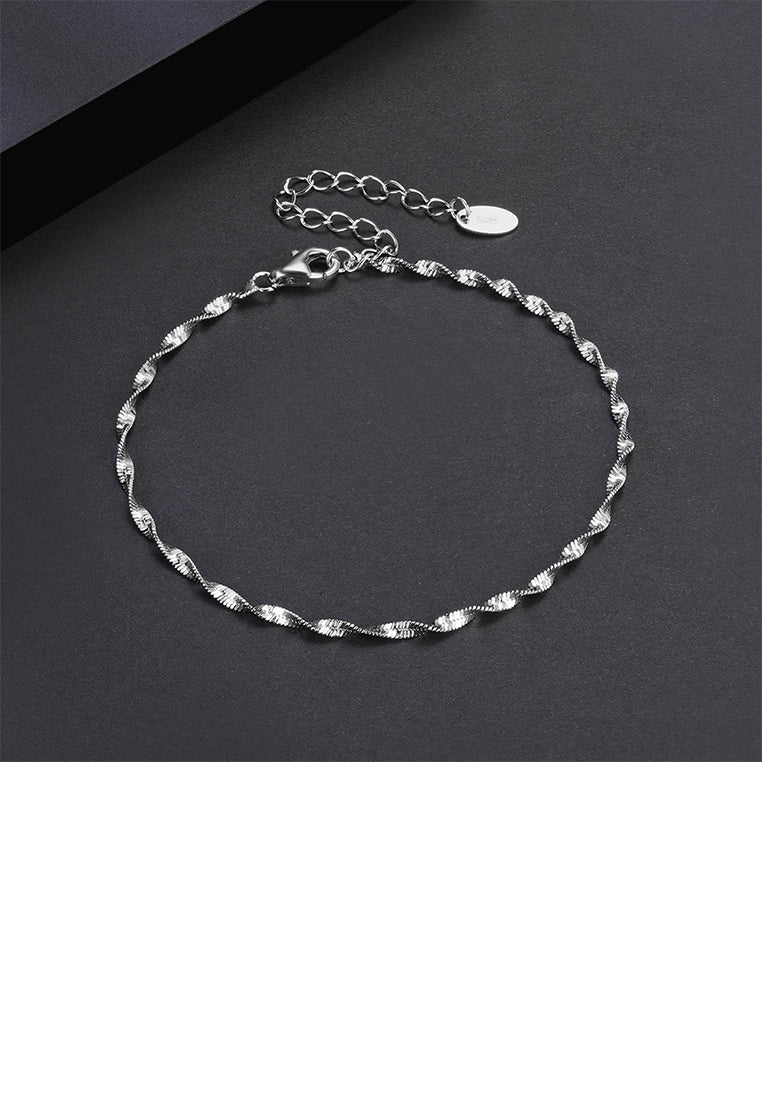 925 Sterling Silver Fashion Simple Corrugated Geometric Bracelet