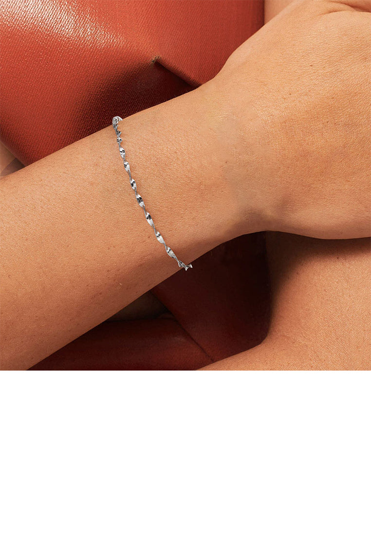 925 Sterling Silver Fashion Simple Corrugated Geometric Bracelet