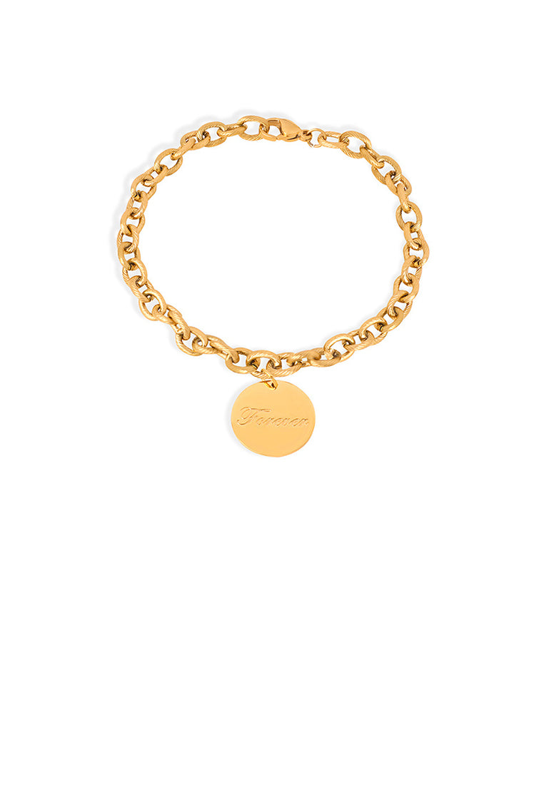 Fashion and Simple Plated Gold 316L Stainless Steel Geometric Round Chain Bracelet