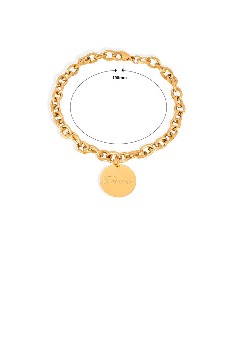 Fashion and Simple Plated Gold 316L Stainless Steel Geometric Round Chain Bracelet