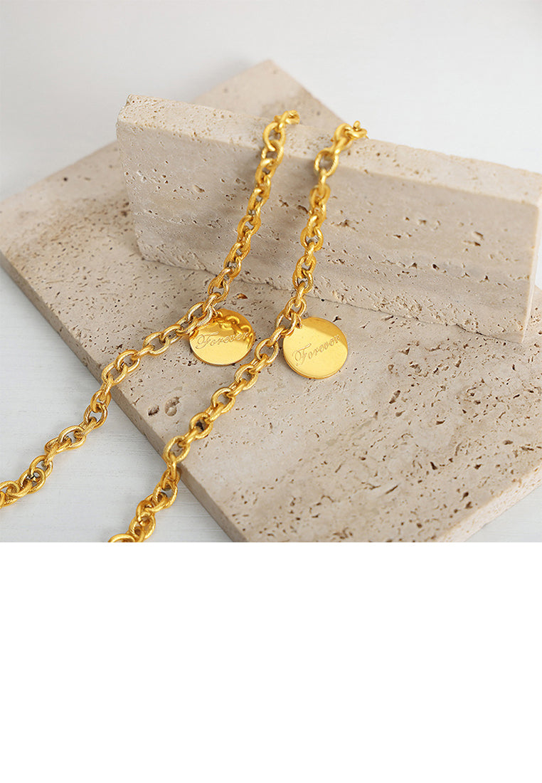 Fashion and Simple Plated Gold 316L Stainless Steel Geometric Round Chain Bracelet