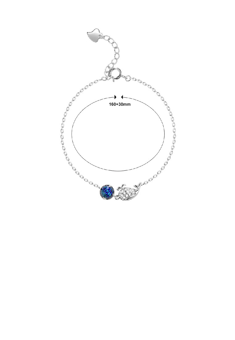 925 Sterling Silver Fashion Simple Whale Bracelet with Cubic Zirconia - Luxurious Look