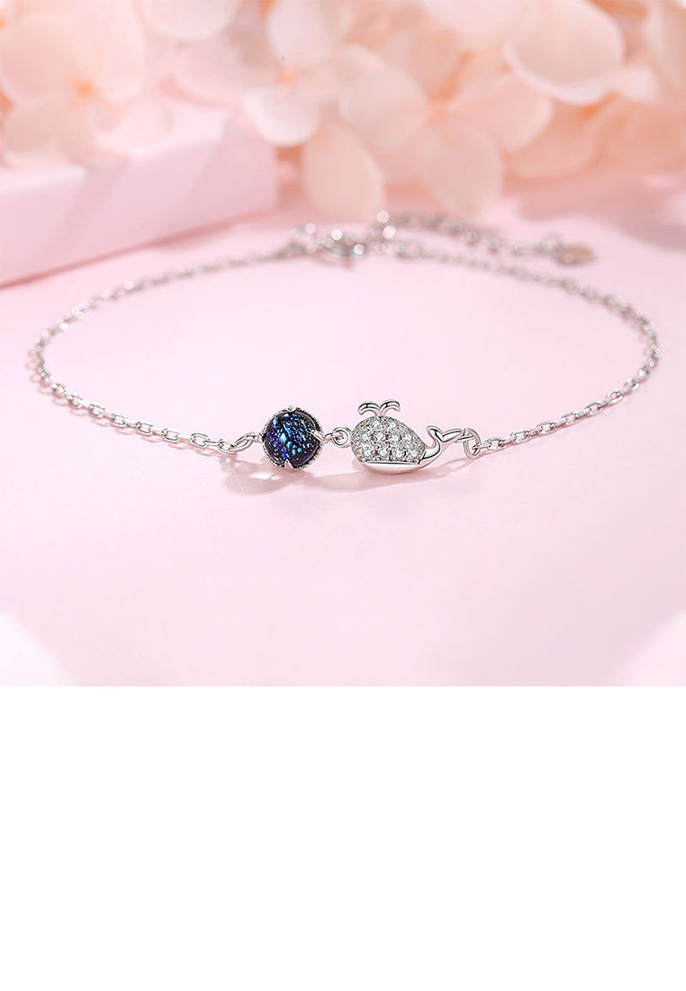 925 Sterling Silver Fashion Simple Whale Bracelet with Cubic Zirconia - Luxurious Look