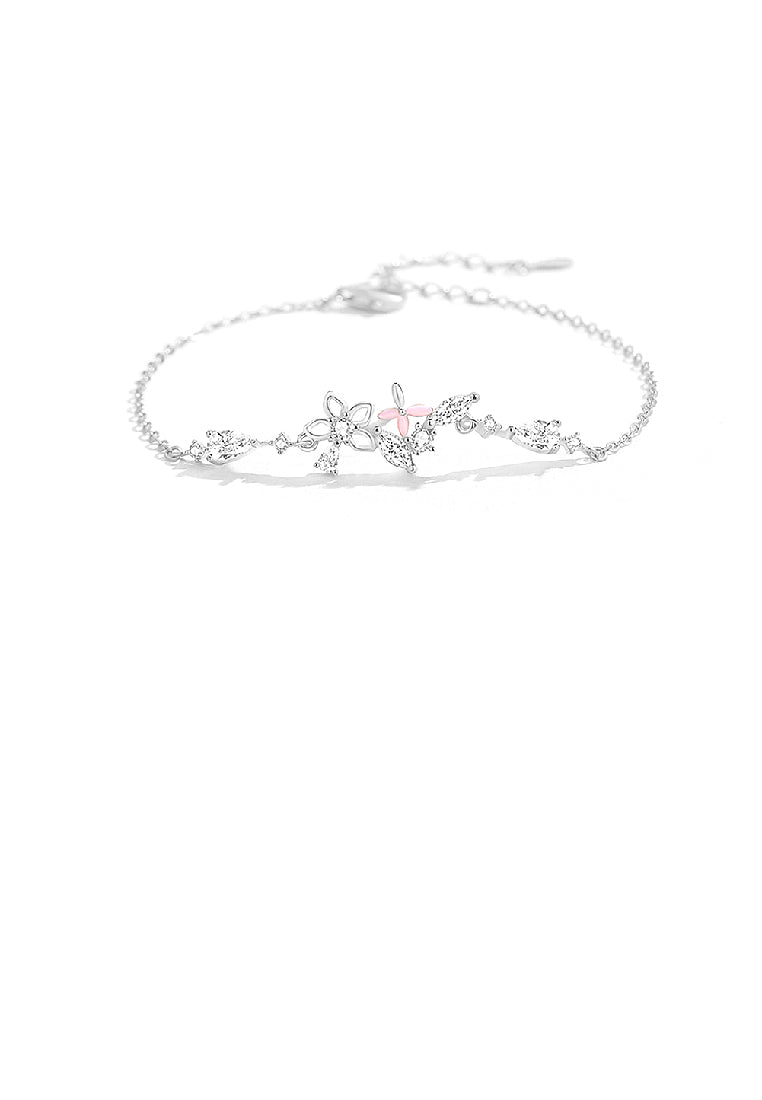 925 Sterling Silver Fashion Temperament Hollow Cherry Bracelet with Cubic Zirconia - Luxurious Look
